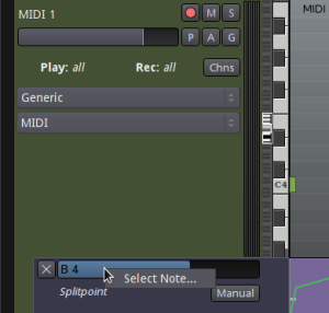 The select note menu on a note number port.